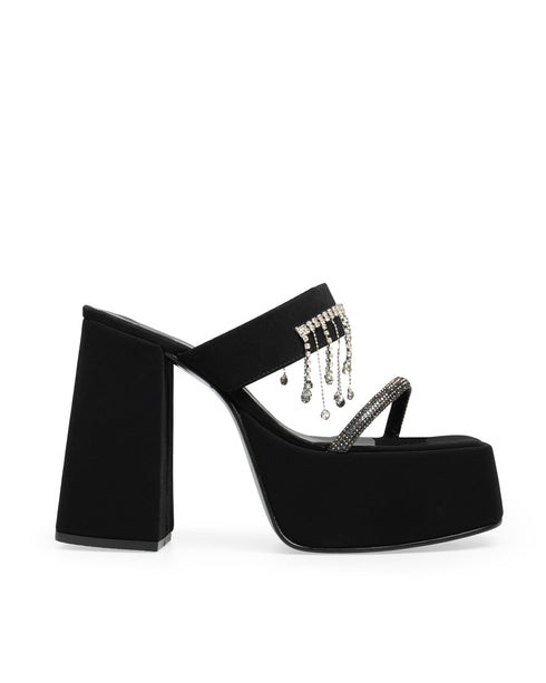 Sandalia Plataforma Negra Tira Glitter 7502